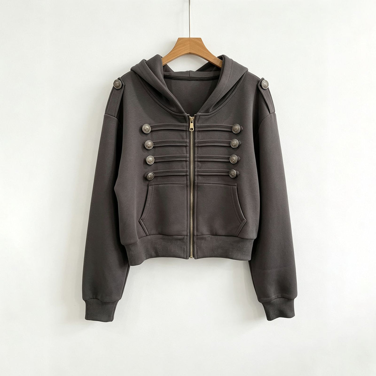 Convertible Zip Button Oversized Hoodie-boutique