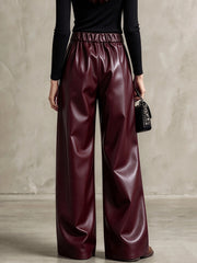 High Waist Wide Leg Faux Leather Pants