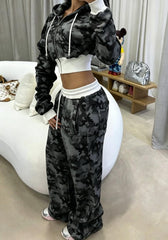 Camo Color Block Streetwear Pants Set