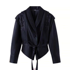 Women's Belted Long Sleeve Jacket-boutique