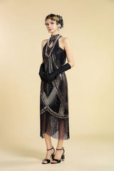 1920s Sequin Fringe Evening Flapper Dress