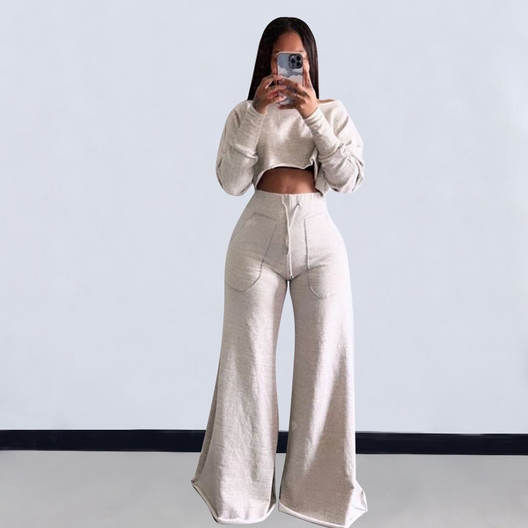 Casual Long Sleeve Top and Pants Set