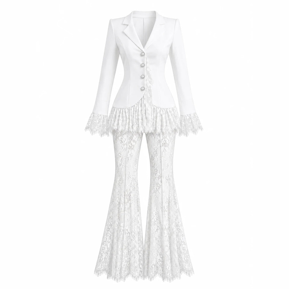Lace Blazer and Flare Pants Set-boutique