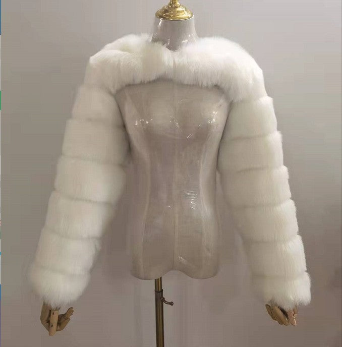 Faux Fur Long Sleeve Open Front Bolero