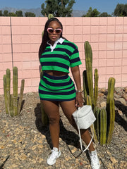 Striped Crop Top and Mini Skirt Set