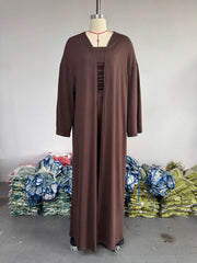 Strapless Top Cardigan and Wide Leg Pants Set