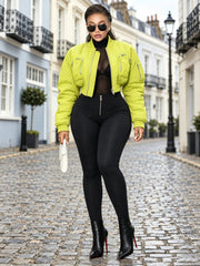 Diamond Quilted Cropped Zip Jacket