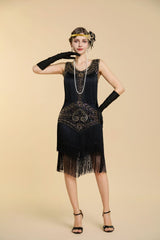 Plus Size Sequin Fringe Tank Flapper Dress