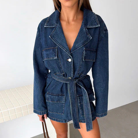 Belted Midi Denim Trench Coat