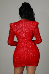 Sequin V Neck Ruched Bodycon Mini Dress
