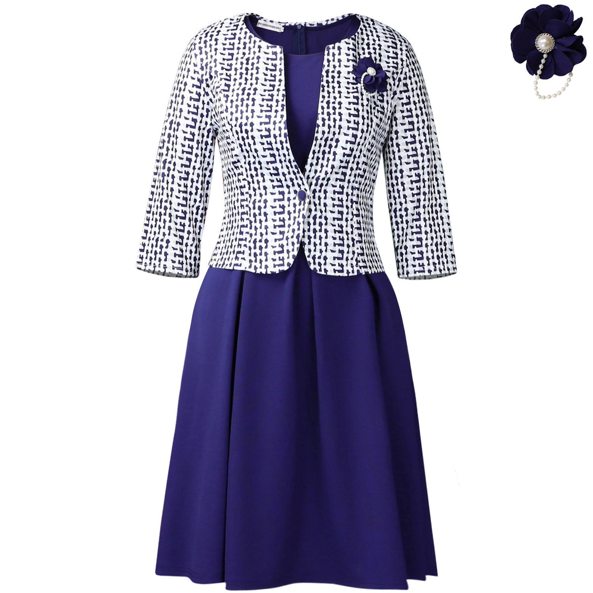 Checked Jacket and A Line Dress Set