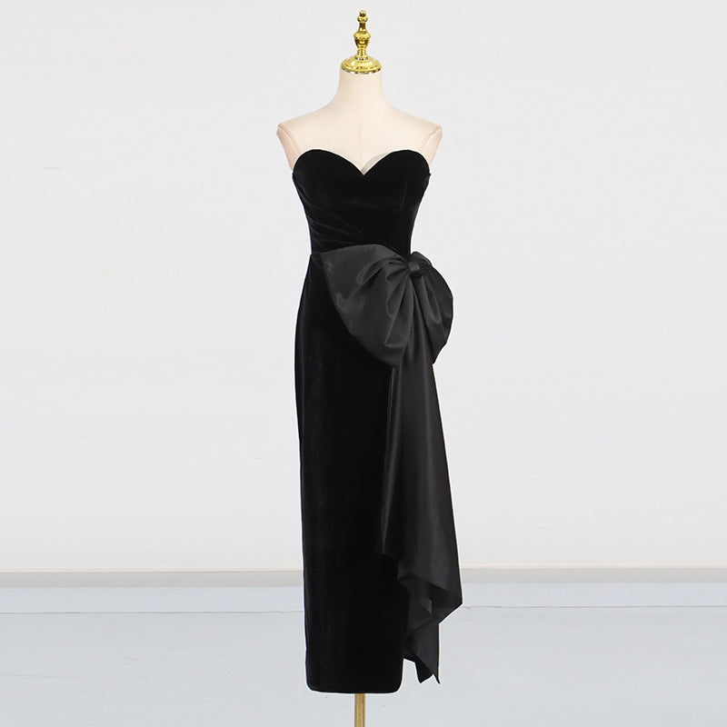 Asymmetrical Strapless Evening Dress-boutique