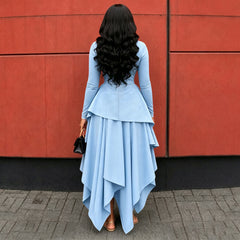 Ruffle Hem Long Sleeve Maxi Dress
