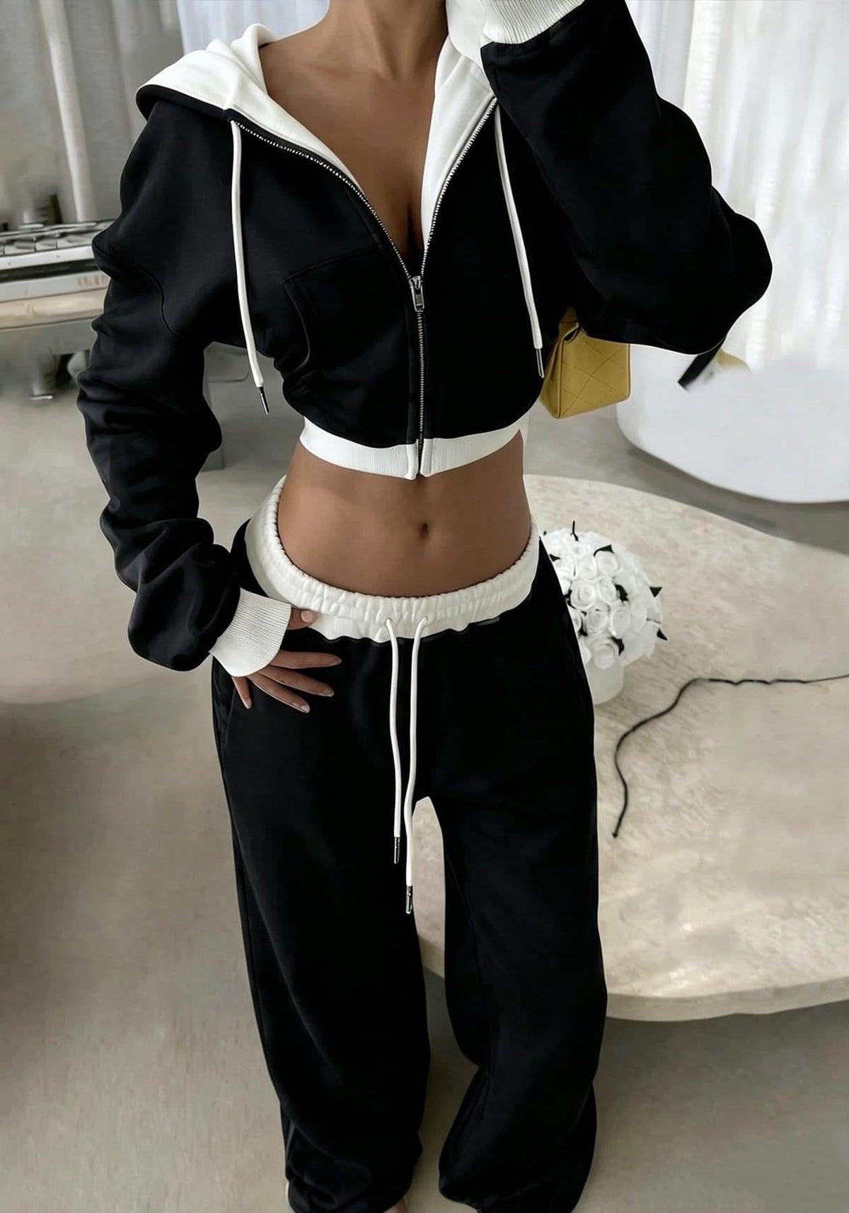 Color Block Streetwear Top and Pants Set