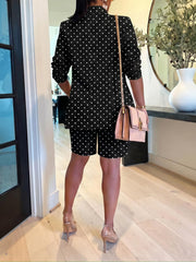 Polka Dot Blazer and Shorts Set