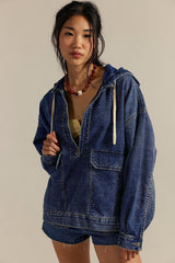 Washed Hooded Denim Jacket
