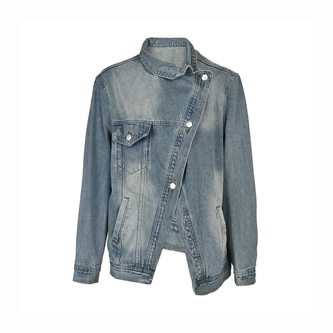 Asymmetric Cropped Denim Jacket