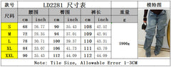 LD2281秋冬新款欧美女装时尚钉扣牛仔装饰宽松牛仔长裤