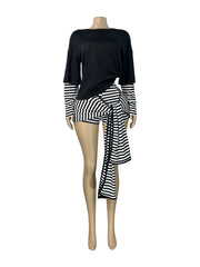 Layered Look Top and Tie Waist Shorts Set