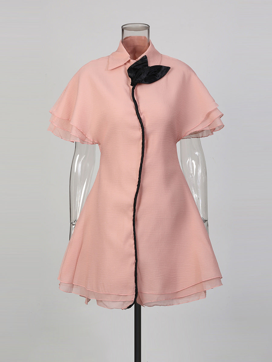 Ruffle Floral Collared Mini Dress-boutique