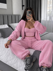 Hoodie Tank Top and Pants Three Piece Lounge Set