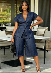 Relaxed Denim Jacket and Pants Set