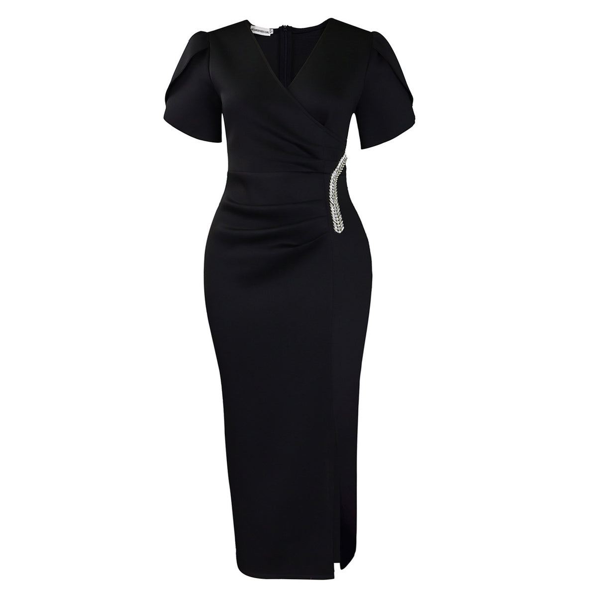 Rhinestone V Neck Evening Maxi Dress