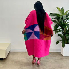 Color Block Fringe Knit Cardigan