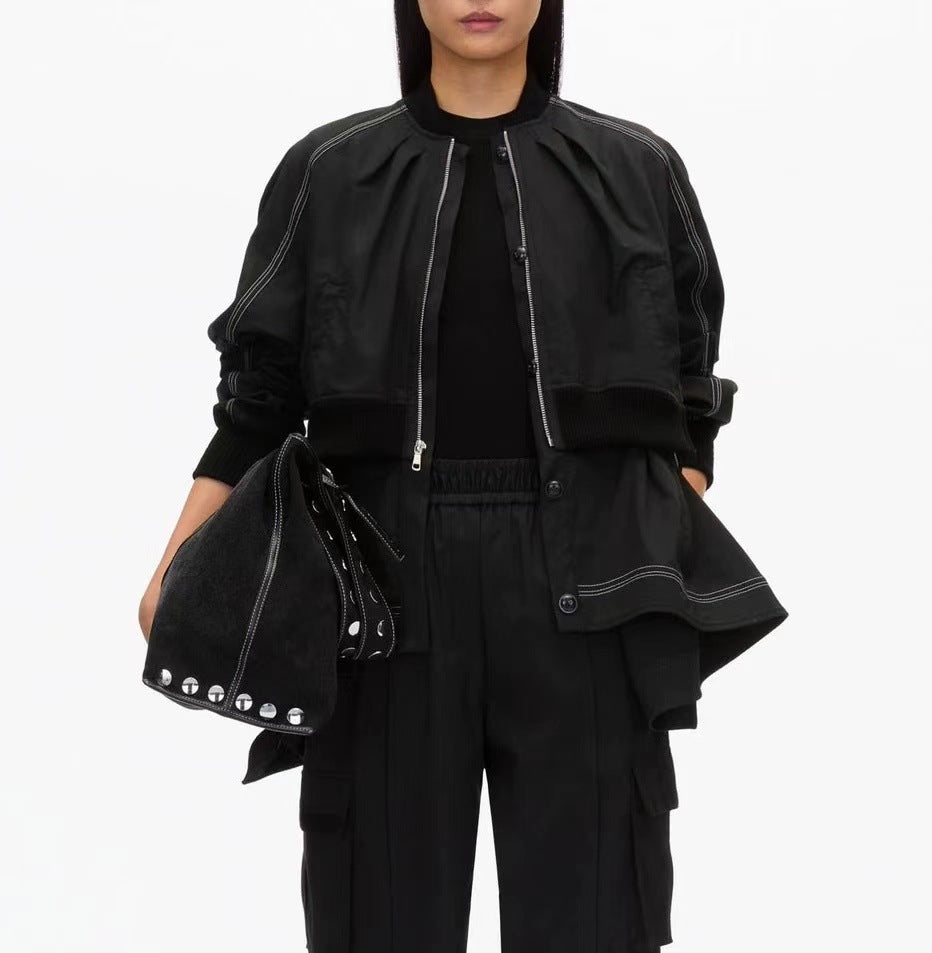 Layered Patchwork Bomber Jacket-boutique