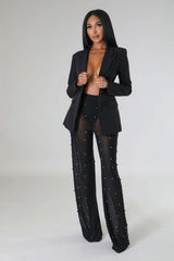Button Blazer and Tailored Pants Set