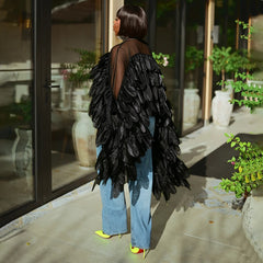 Layered Ruffle One Shoulder Mesh Top