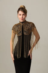 Hand Beaded Long Fringe Evening Cape-boutique