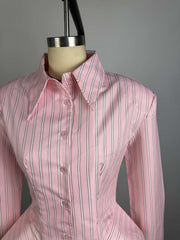 Asymmetric Striped Button Up Shirt