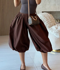 Pleated Cropped Balloon Wide Leg Pants