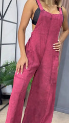 Pocket Wide Leg Denim Jumpsuit