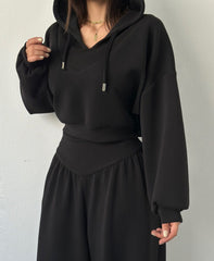 Cropped V Neck Hoodie and V Waist Pants Set