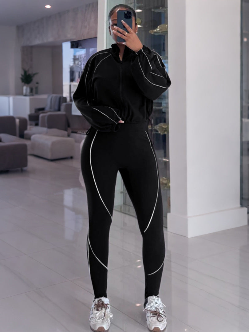 Color Block Track Jacket and Pants Set