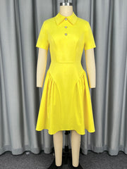 Women's Button Front A-Line Midi Dress