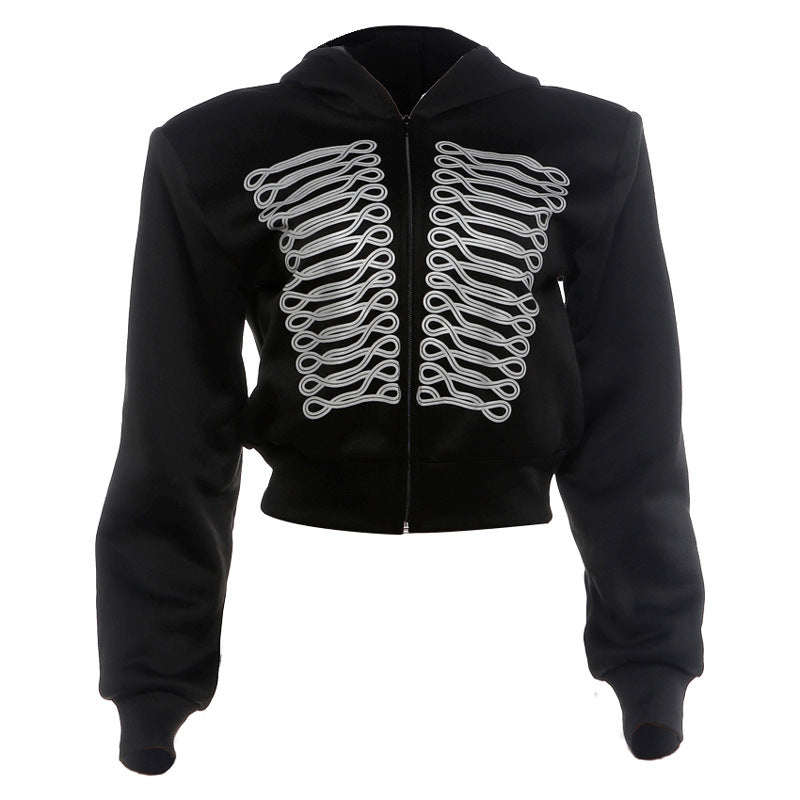 Cropped Zip Front Hooded Sweatshirt