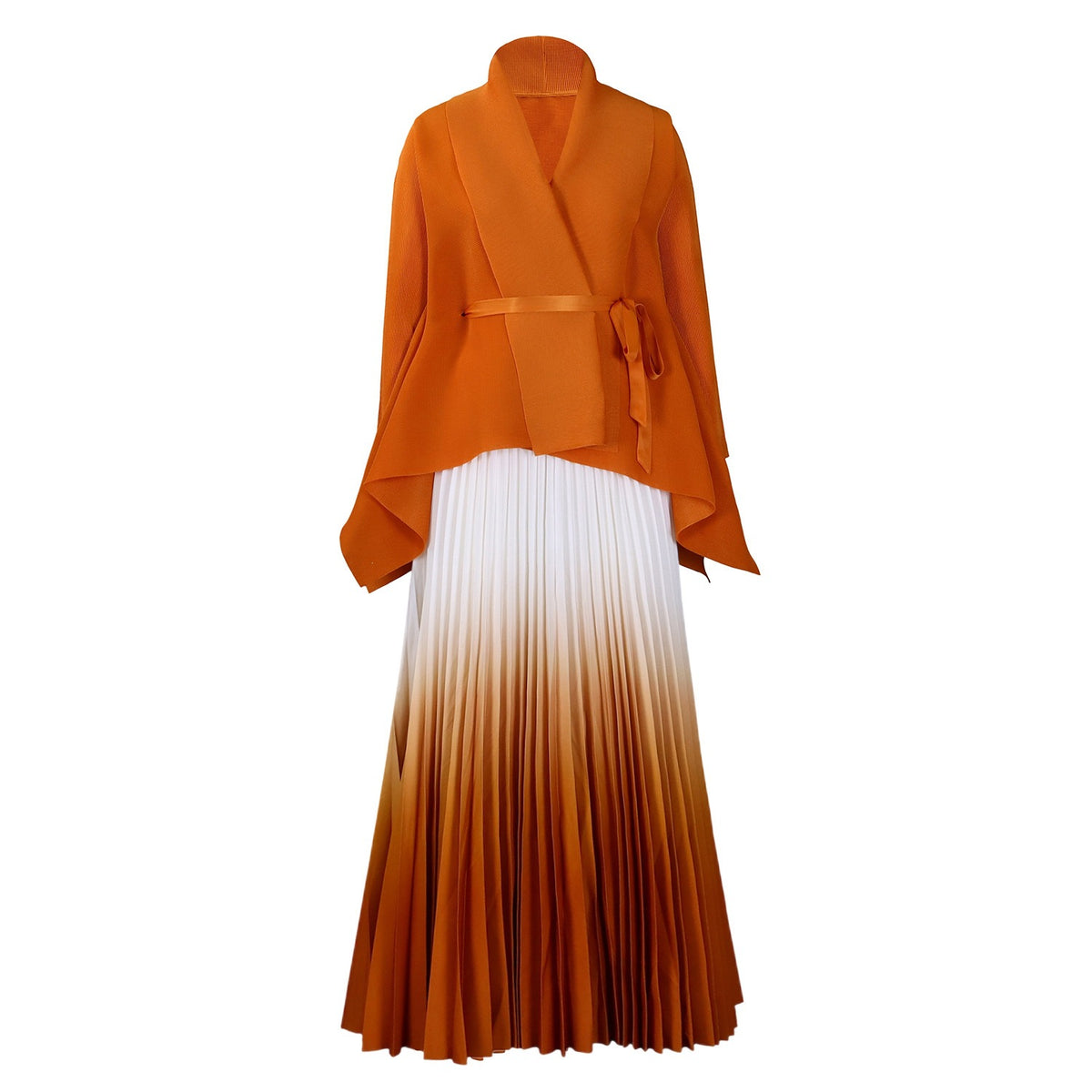 Ruched Top and Ombre Maxi Skirt Set-boutique
