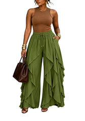 Layered Ruffle Drawstring Jogger Pants