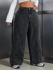 Women's Plus Size Distressed Barrel Leg Jeans