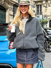 Reversible Fleece Drawstring Jacket-boutique