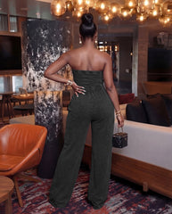 Washed Strapless Wide Leg Jumpsuit