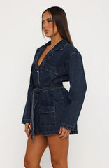 Belted Midi Denim Trench Coat