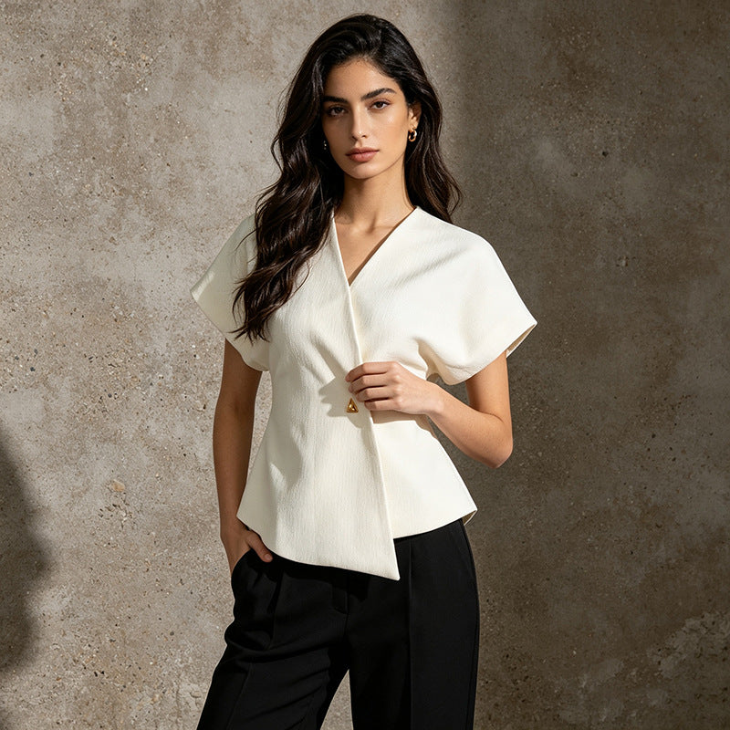 Asymmetric V Neck Tailored Vest