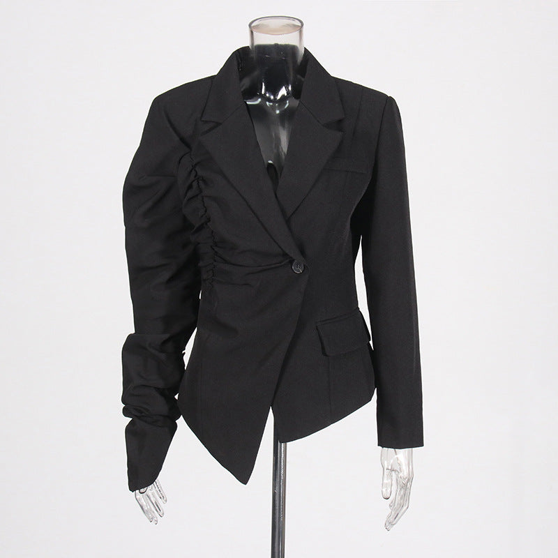 Asymmetric Sculptural Black Blazer-boutique