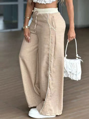 Color Block High Waist Wide Leg Pants