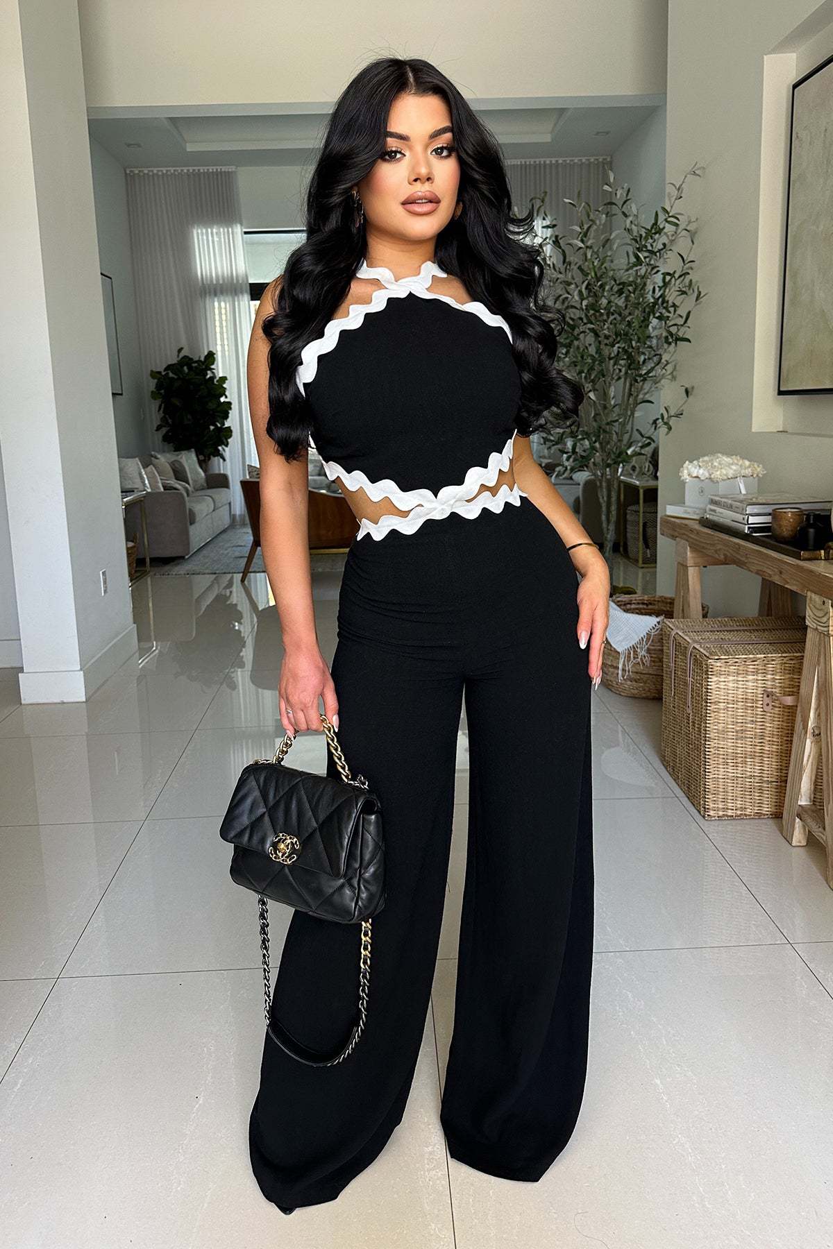Fashion Backless Lace-up Wide Leg Jumpsuit