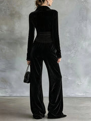 Stud Trim Zip Front Wide Leg Jumpsuit